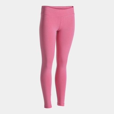 Leggings femininas cor-de-rosa com cintura alta e tecido liso