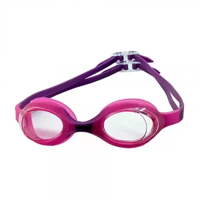 Óculos de natação roxo e rosa com lentes transparentes