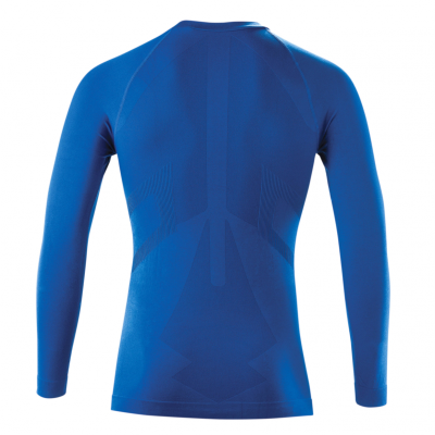 Camisola desportiva azul de manga comprida com padrões geométricos subtis