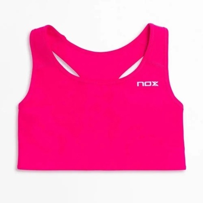 Top desportivo cor-de-rosa com logótipo 'nox' branco