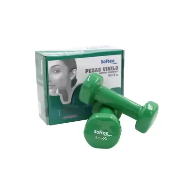 Conjunto de pesos vinil verdes Softee 1,5 kg com embalagem