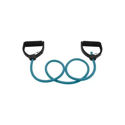 Elástico de exercício azul com pegas pretas