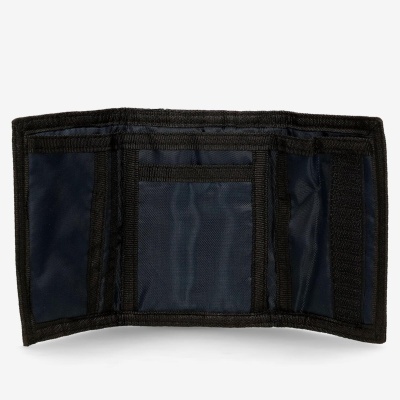 Carteira tripla azul escuro e preta com várias divisórias