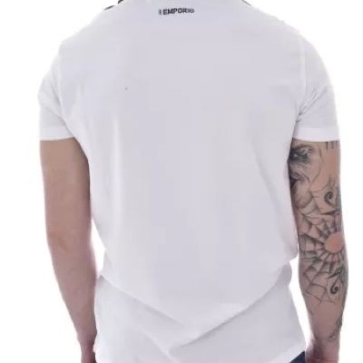 T-shirt branca de manga curta com logo EMPORIO nas costas