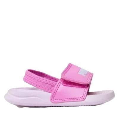 Sandália infantil rosa com tira ajustável e sola branca