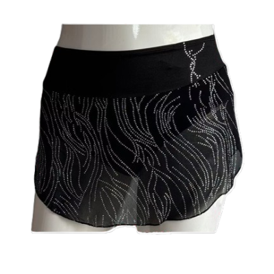 Saia preta transparente com padrão ondulado branco