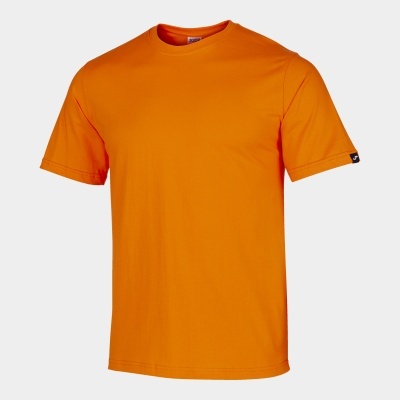 T-shirt laranja vibrante com gola redonda e mangas curtas