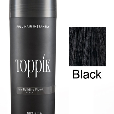 Frasco preto de produto Toppík fibras capilares cor preta