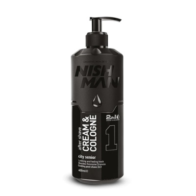 Frasco preto fosco com bomba doseadora e rótulo preto com texto branco e cinza