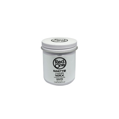 frasco branco de cera para cabelo Red One Matte Hair Wax com tampa prateada