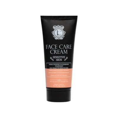 Creme facial em tubo preto e rosa para pele sensível
