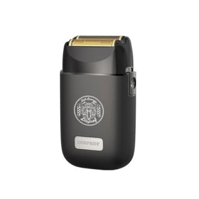 Aparelho de barbear elétrico preto com lâmina dourada