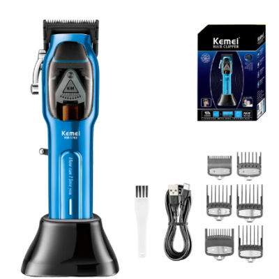 Máquina de cortar cabelo Kemei KM-1970 azul com acessórios e embalagem