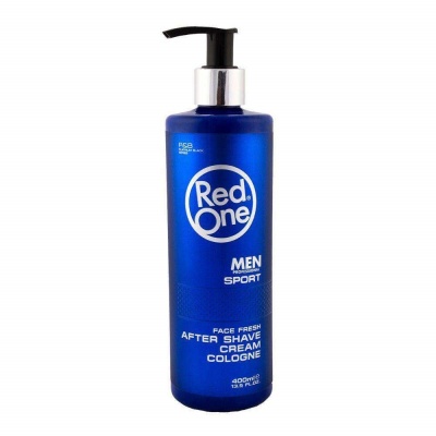 Frasco azul de cosmético masculino com tampa de bomba preta