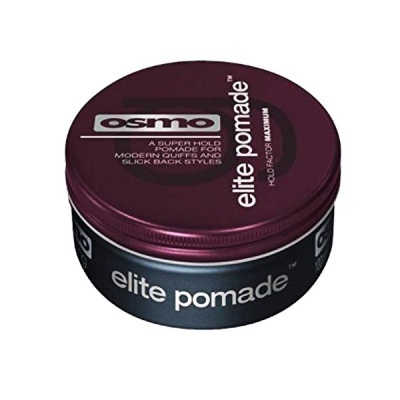 Pote de pomada para cabelo Osmo elite pomade com tampa roxa e corpo cinza escuro