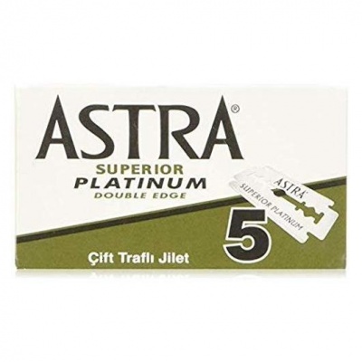 Pacote de lâminas de barbear Astra Superior Platinum Double Edge com cinco unidades