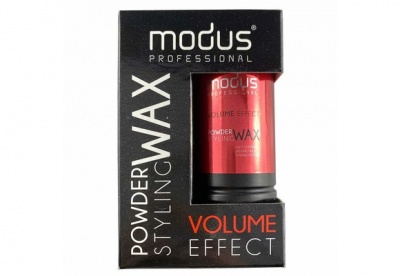 Caixa e frasco de cera para cabelo Modus Professional Powder Styling Wax Volume Effect