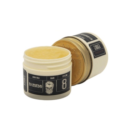 Cera para cabelo Bandido Aqua Wax em pote branco com tampa dourada e etiqueta preta