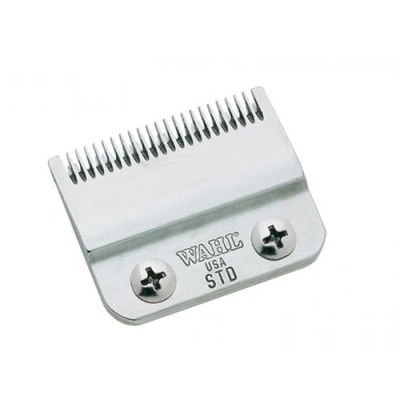 Lâmina metálica para máquina de cortar cabelo WAHL com dentes finos e parafusos visíveis