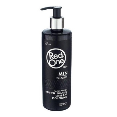 Frasco preto de creme para barbear Red One MEN Silver com doseador