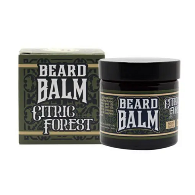 Pomada para barba Beard Balm Citric Forest em embalagem e frasco castanhos