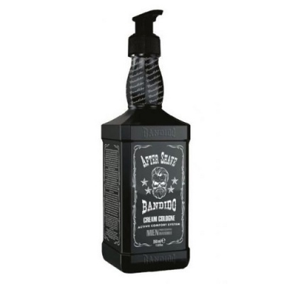 Frasco preto de creme de barbear Bandido After Shave com dispensador