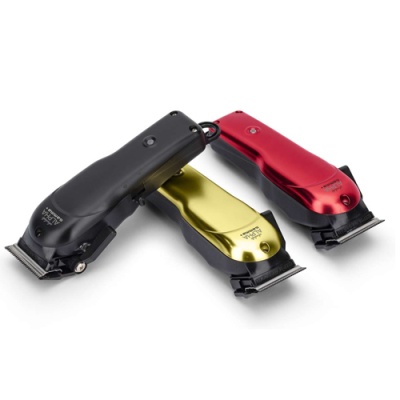 Máquinas de cortar cabelo Wahl em preto, dourado e vermelho