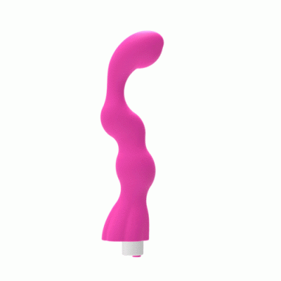 Vibrador cor-de-rosa em silicone com formato curvo