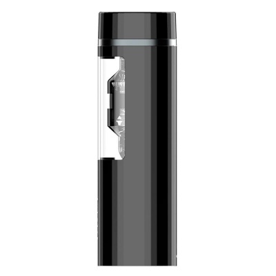 Isqueiro preto com detalhe transparente lateral