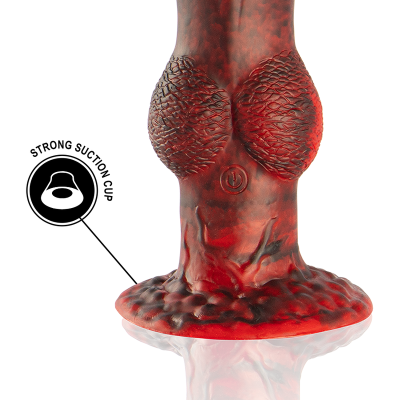 Produto erótico silicone vermelho com ventosa e textura em relevo