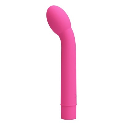 Vibrador cor rosa com formato curvado e ponta arredondada
