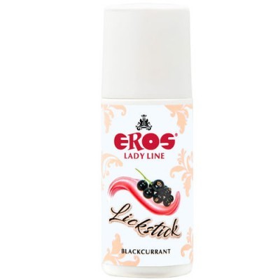 Frasco branco de produto cosmético Eros Lady Line com imagem de groselhas pretas