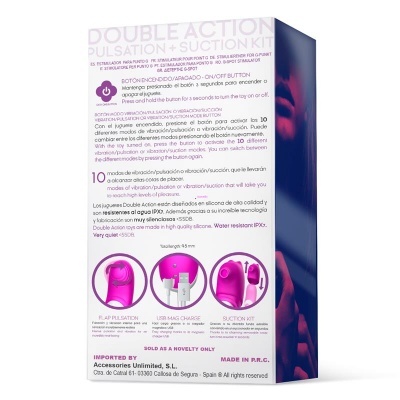 embalagem de kit de sucção e dupla ação com texto e ilustrações