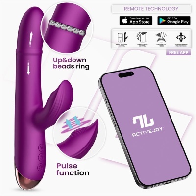 Vibrador roxo com anel de contas móveis e controlo por app móvel ACTIVEJOY