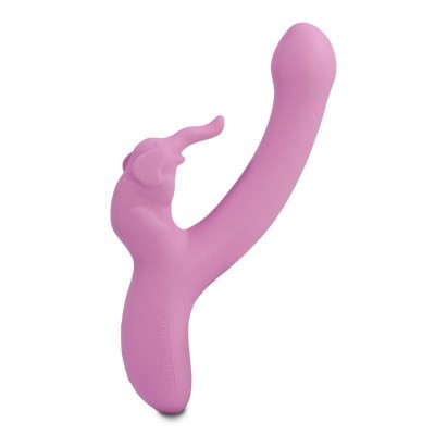 Vibrador rosa em silicone com pequena figura de elefante na base