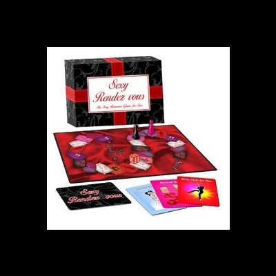 Jogo de tabuleiro Sexy Rendez vous com cartas, dados e pinos coloridos