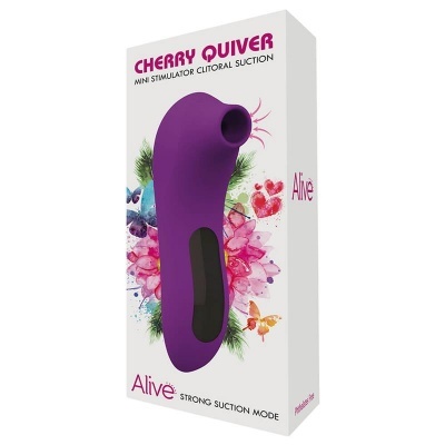 Embalagem branca com estimulador roxo CHERRY QUIVER e padrão floral