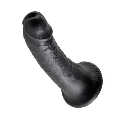 Dildo preto com textura realista e base achatada