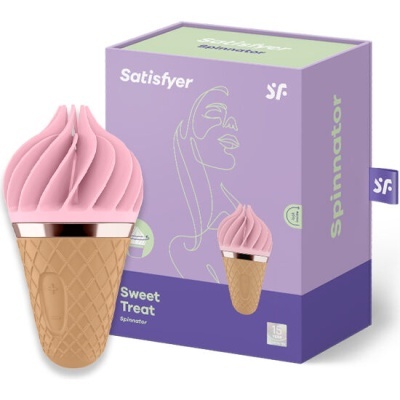 Aparelho sexual Satisfyer em forma de gelado com embalagem roxa e lilás