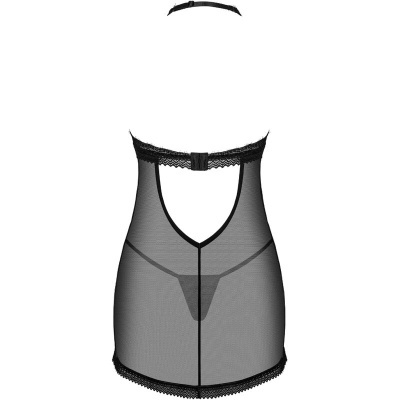 Conjunto de lingerie preta transparente com renda