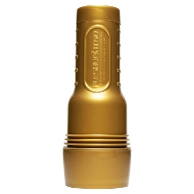 Aparelho sexual masculino dourado metálico com relevo FLESHLIGHT GO