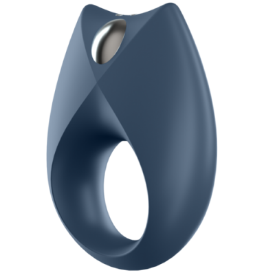 anel azul escuro com detalhe metálico prateado