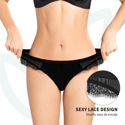 Cuecas femininas pretas com design de renda sexy