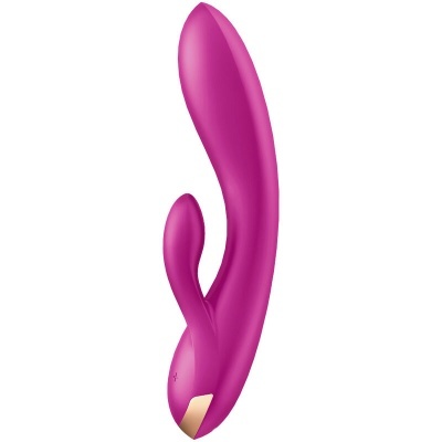 Vibrador rosa com duas hastes curvas