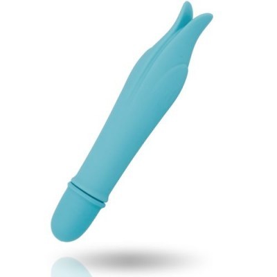 Vibrador de silicone azul com ponta bifurcada