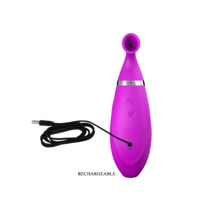 Dispositivo eletrónico cor-de-rosa com cabo preto e texto RECHARGEABLE