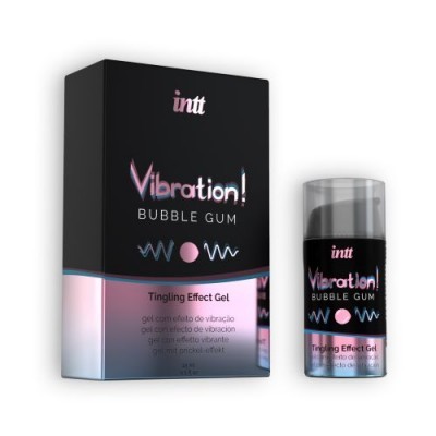 Gel efeito vibração intt Vibration! Bubble Gum com embalagem preta e rosa