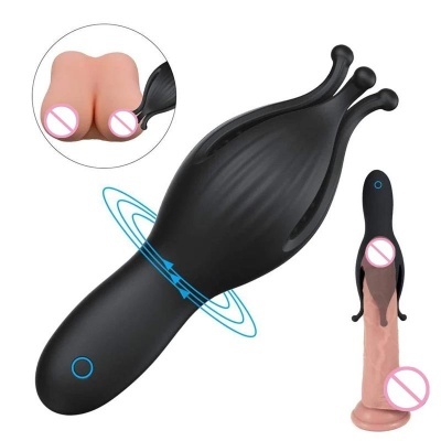 Dispositivos sexuais em silicone preto e rosa com controlo vibratório