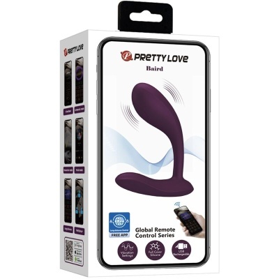 Embalagem de vibrador roxo PRETTY LOVE Baird com controle remoto via app