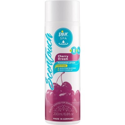 Loção de massagem pjur SPA ScentTouch Cherry Dream com imagem de cerejas